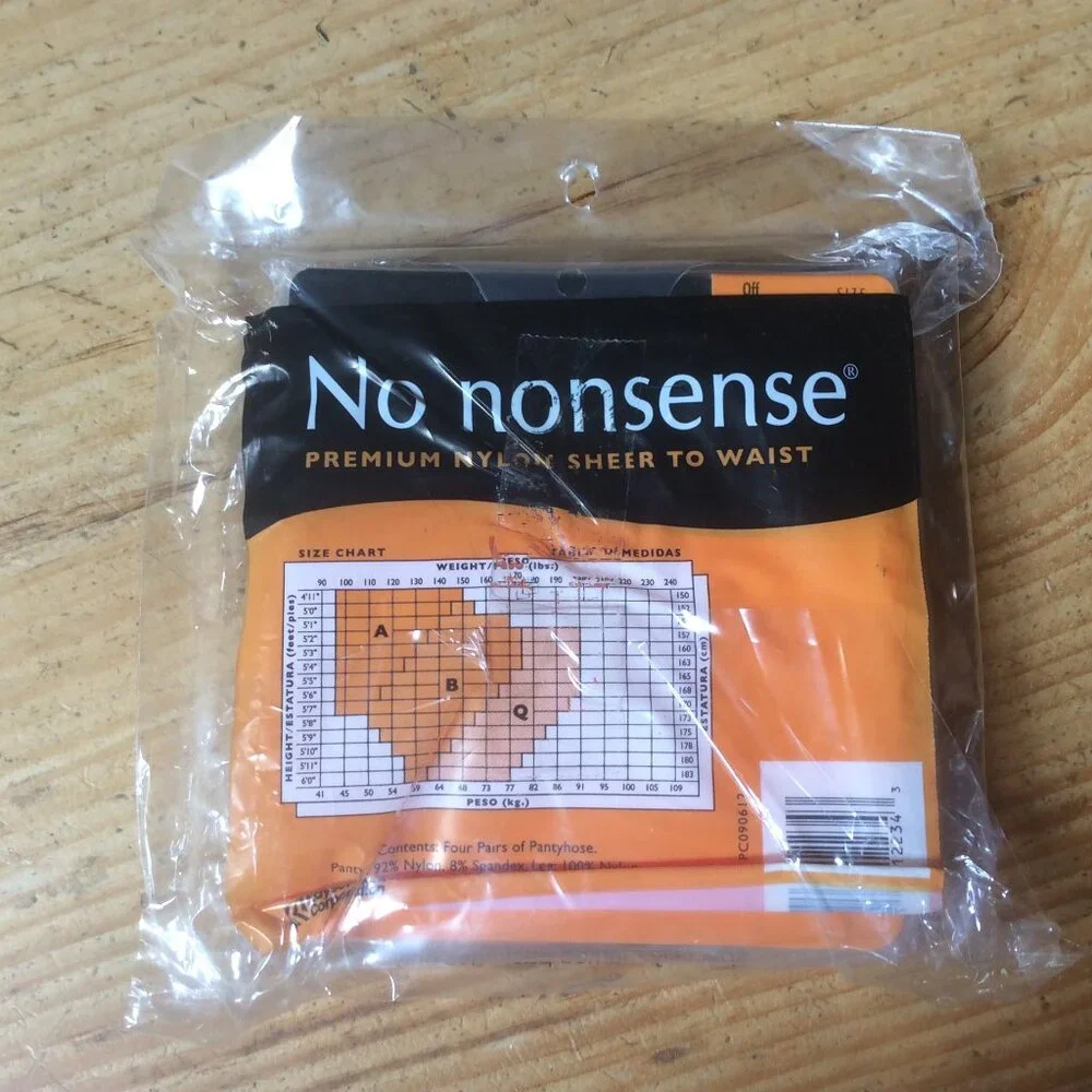 No Nonsense VTG Sheer to Waist NWT Off Black Nylon Pantyhose 4 Pair Size A - Picture 2 of 4